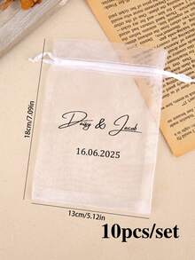 10/5pcs Custom Pearl Gauze Bag, Customized Photo Text Solid Color Candy Packaging Bag, Drawstring Gift Packaging Bag, Solid Color Mesh Bag, Suitable For Holiday Gift Packaging, Wedding Gift Packaging, Party Gift Packaging, Daily Jewelry Storage Bag, Gifts For Dad, Mom, Son, Daughter, Friends, Classmates, Neighbors, Suitable For Daily Use, Office, Kitchen, College, Birthday, Graduation Ceremony - White - View 17
