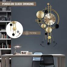 Large Metal Wall Clock Decorative 3D Metal Wall Art Clock For Living Room Bedroom Creative Modern Big Wall Clock Decor With Silent No-Ticking 30.7 X 17.7 Inch