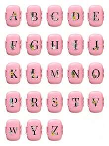 便携式 8 格密封药盒，防尘防潮，一周 7 天使用，黑色雏菊向日葵字母艺术字母设计，药丸、胶囊和维生素收纳盒，首字母旅行药丸收纳盒，8 格便携式 A-Z 字母药盒，每日维生素药盒，口袋钱包药品收纳盒小药丸容器，字母 ID 吊饰收纳盒 - 彩色 - 查看 3