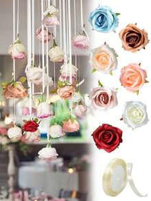 20/40 cái hoa hồng treo trang trí thác nước, hoa hồng giả nhiều màu sắc kèm ruy băng, thích hợp cho ngày lễ tình nhân, trang trí tiệc cưới, tiệc sinh nhật cô dâu, trang trí phòng, trang trí sân vườn - Nhiều màu - Xem 4