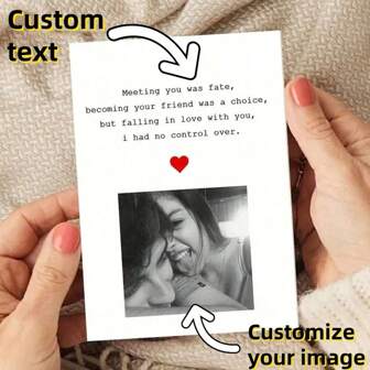 1PC Personalized Couple Photo, Personalized Custom Photo Greeting Cards With Envelope, Customized For Love, Birthday, Missing, And Anniversary - Ideal Gift For Partner Or Friend, New Year Card, Customize With Couple Photos, Love Letter, Valentine's Day, Multipurpose, Stamps, Minimalist Decor, Modern Unique, Personalized Wedding Gift