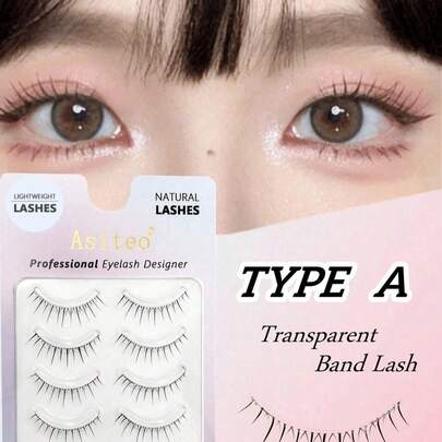 Waloshow Fairy 5对Air Lash新款A型假睫毛透明茎漫画假睫毛（包装随机发货）