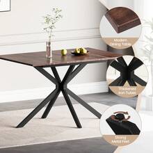 Extendable Dining Table And Chairs Set 4, 120-160cm Wood Grain Table With 4 Black Upholstered Linen Chairs For Dining Room, Kitchen - Wood Grain Dining Table + 4 Black Linen Dining Chairs - View 6