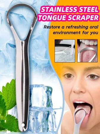 1-Pack Tongue Cleaner, Non-Irritating Stainless Steel Tongue Scraper, Oral Tongue Scraper Cleaner For Adults Effective Oral Care Tools, Helps Freshen Breath And Clean Tongue, Large Size Covers A Wider Area,