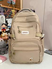 1 件时尚经典基本款背包，带笔记本电脑隔层，可调节肩带，书包，宽敞的多口袋书包，轻便休闲旅行背包，非常适合女孩/青少年/学生/毕业生，适合日常使用、外出、旅行、学校和返校