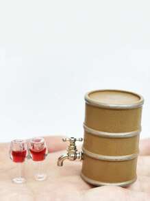 1:12 Dollhouse Accessory - Wooden Beer Barrel/Wine Barrel Set With Bucket Top, Mini Wine Glass/Beer Glass, Mini Wooden Beer Sign, DIY And Decorate Your Own Perfect Project!