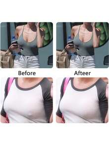 8Pcs Invisible Silicone Nipple Covers - Reusable Breast Lift Pasties | Push-Up Design, Adhesive Bra For Backless/Strapless Outfits - Pink - View 8