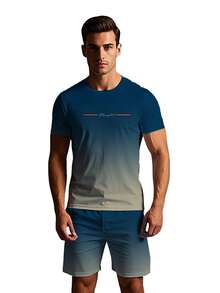 Men T-Shirt Co-Ords - Navy Blue - View 5
