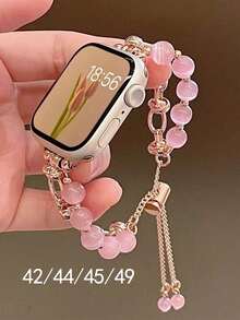 1pc Women's Silver Cat's Eye Stone Watchband Compatible With 38/40/41/42/44/45/49mm Smart Watch (Watch Not Included)