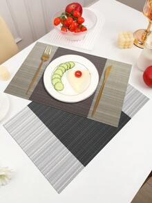 2/4/6/8/12pcs Woven Striped Placemats, Hollow Drain Tea Coasters, PVC Material 11.8in X 17.7in Heat-Insulating Mats, Washable, Trimmable, Easy To Clean, Wipe-Able, Non-Slip, Heat-Resistant, Suitable For Gifts, Room Decor, Dining Table Decor, Home Decor, Birthday Decor, Wedding Decor, Outdoor Decor, Picnic Decor