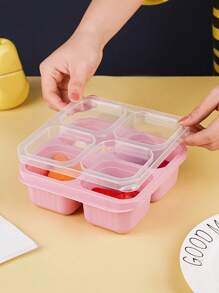 1pc Snack Containers, Divided Bento Lunch Box With Transparent Lids, Reusable Meal Prep Lunch Containers For Adults, No BPA, 4 Compartment Food Storage Containers For People Work Travel