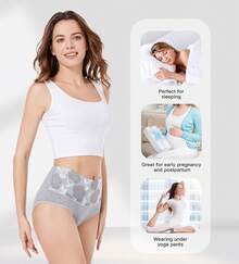 Women's Cotton High Waist Tummy Control Panties Jacquard Ladies Panty Multipack - Comfort - 簡報 03 - 5 件裝 - 3 條黑色,2 條灰色 - 查看 6