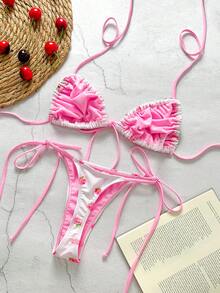 Bikinx 女士甜美水果印花系带比基尼套装，夏季 - 彩色 - 查看 2