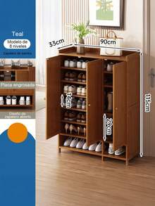 Zapatero de Bambú y Placa Compuesta - Modelo 8 Niveles, Ideal para Entrada - Multicolor - Ver 1