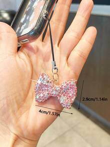 Pink Full Diamond Cherry Phone Pendant Shining Full Diamond Cute Cherry Phone Hanging Rope Cute Gourd Phone Hanging Rope - Multicolor - View 10