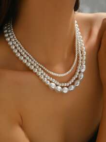 1pc Fashion Simple Style Pearl Beaded Necklace