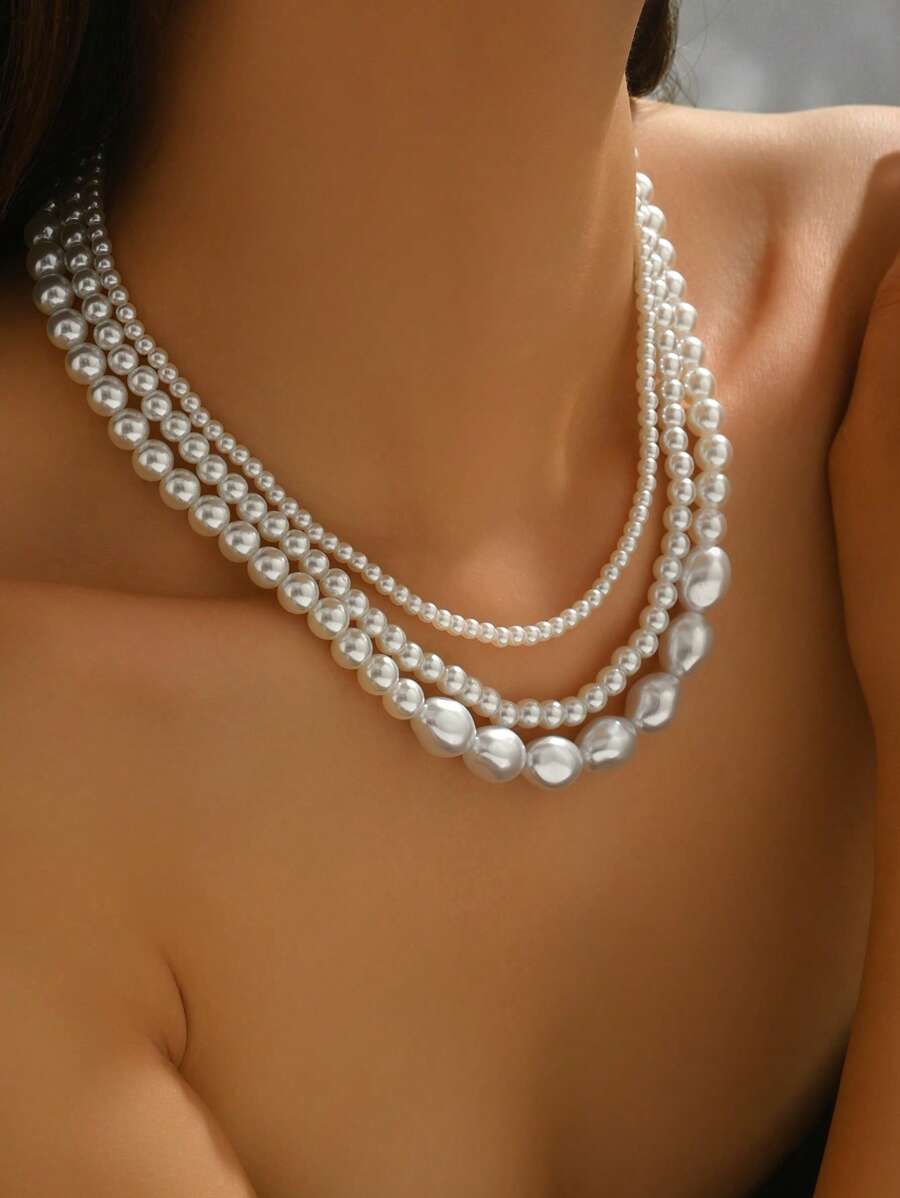 1pc Fashion Simple Style Pearl Beaded Necklace