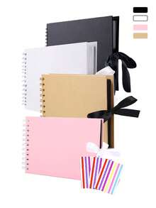 1pc 60-Page (30 Sheets) Kraft Paper Scrapbook, DIY Meaningful Scrapbooking Album Gift, PVC Photo Corners, For Wedding Guest Book, Anniversary, Family DIY Scrapbook - For Handmade Paper DIY, Birthday Gift, Graduation Gift, Family Collection Commemorative Gift - Multicolor - View 2