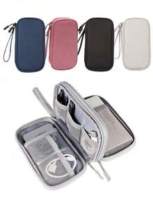 1pc Double Layer Digital Accessories Storage Bag, Electronics Accessories Travel Organizer Bag Fits Phone, Cables, Coins, Jewelry, Divider Compartments For Power Bank, Mouse, Charger, Data Cables, Hard Drive, Protective Cover,Boho Vibes - 查看 3