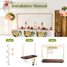 Over The Table Rod Stand With Clamps, Gold Metal Over Table Hanging Rail For Decorations, Adjustable Length, Table Arch Hanging Rail For Wedding, Birthday, Party Decor - Dorado - Ver 5