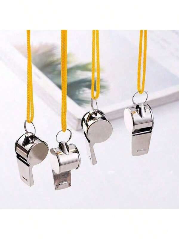 1pc Metal Whistle - Loud And Clear Pearl-Free Design, Suitable For Sports, Coaching And Outdoor Adventures Stainless Steel Whistle, Shiny Surface, High Sound Quality, With Black String And Yellow String Suitable For Refereeing, Coaching And Security Use, Provide Sound Clarity For Sports Officials, Hikers And Pet Trainers