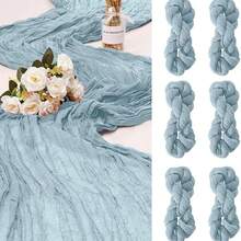 6 Pack Cheesecloth Table Runner, Runner Gauze Boho Wedding Decor Romantic Table Runner For Wedding Birthday Party(35" X 158") (Sage Green) - Multicolor - View 13