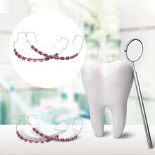 Temporary Tooth Decoration Dental Fake Braces With Metal Wires & Bracket Dental Metal Bracket With Ligature Ties For Tooth Decor - Trong sáng - Xem 3