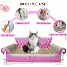 Sofá cama rascador de cartón para gatos, con forma de sofá, para rascar gatos, para rascar para gatos de interior (color café) - Rosa - Ver 11