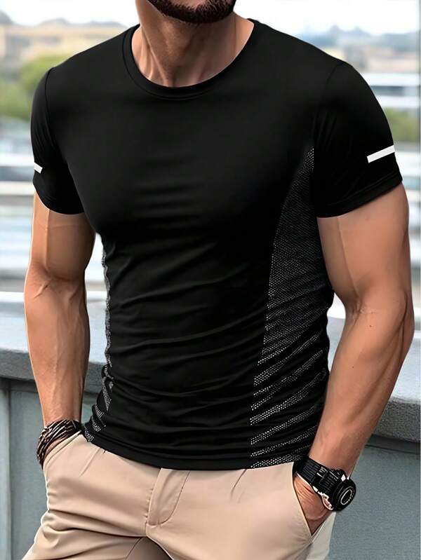 Men's Summer Quick Dry Silky Breathable T-Shirt, Casual Versatile Lightweight Short Sleeve, Comfortable For Sports & Outdoor