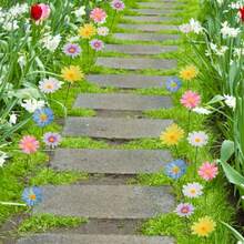 10pcs Spring Outdoor Ground Flower Decoration, Outdoor Garden Decor, Landscape Villa Fake Sunflower Grass Lawn Stakes, Yard Decor, Garden Ornaments