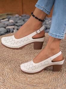 Soft Perforated Closed Toe Summer Sandals For Women, Breathable New Design Slip-On Hollow Out Flats, Comfortable Soft Bottom Hole Shoes