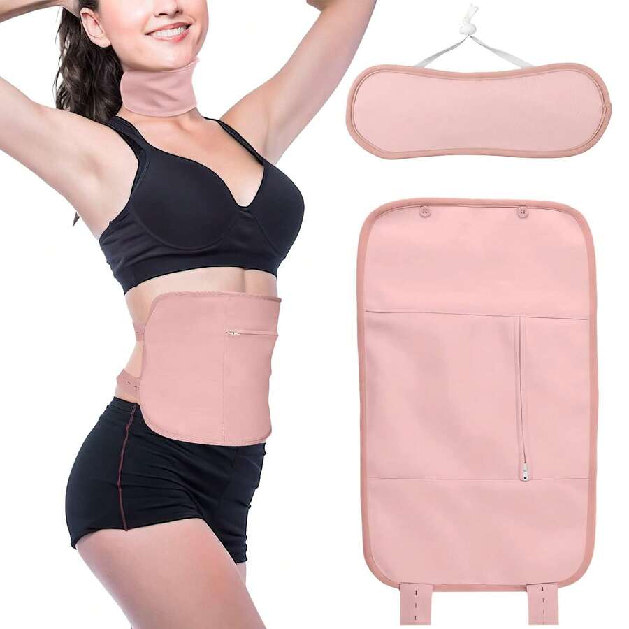 2pcs Castor Oil Pack Set, Suitable For Neck And Waist, Reusable Castor Oil Pack With Adjustable Elastic Band, Machine Washable - Multicolor - View 1