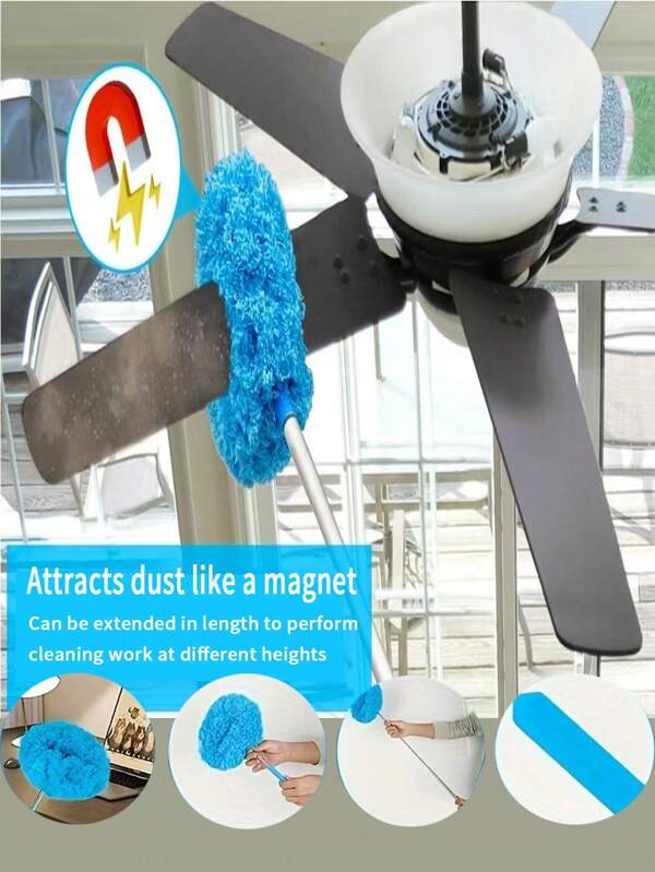1/2pcs Multifunctional Dust Cleaning Brush,Telescopic Adjustment Reusable, Machine Washable, Effortless Cleaning Brush,Microfiber Ceiling Fan Blade Cleaning Brush,For Cleaning Windows, Corners, Furniture, Ceilings,Rvs