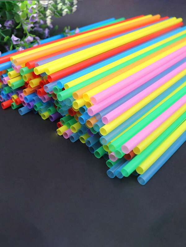 1/100/500pcs Disposable Colored Bent Plastic Juice/Beverage Straws, One-Time Plastic Straws, Colored Straight Straw Tubes, DIY Handicraft Connecting Tubes, Colored DIY Craft Straight Tubes, Colored Art Tubes, One-Time Cut Straight Tubes, Random Mixed Colors (There May Be A 1-2cm Error In Manual Measurement)