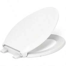 KOHLER 4636RL0 Cachet ReadyLatch Asiento de inodoro alargado tapa silenciosa asiento contorneado parachoques apretados y accesorios de instalación blanco 18.04 pulgadas de largo x 14.18 - Blanco - Ver 1