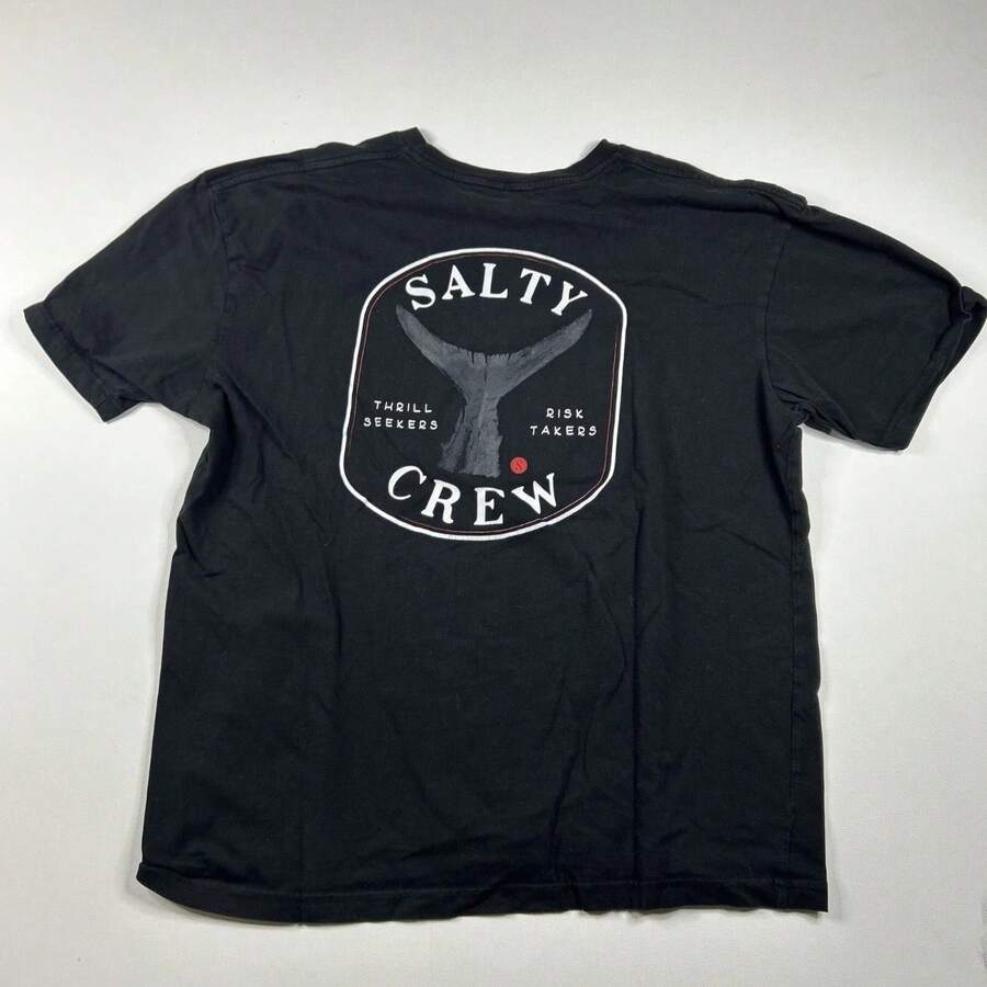 Salty Crew Shark Fin T Shirt Black Mens XL Premium Series Surf Fishing RARE As Present - 黑色 - 查看 1