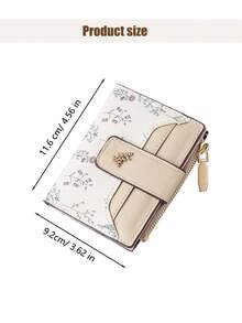 1pc Creative New Fashionable Cute Elegant Floral Short Wallet, Multi-Card Slots Card Holder, Compact Portable Coin Purse, High-End Women Multi-Functional Student Wallet, Multi-Functional Storage Bag, Can Hold Lipstick, Hair Clips, Jewelry, ID, Driver's License, Cards, Cables, Earphones, Coins, Keys, Suitable As Gift For Family, Friends, Valentine's Day, Souvenir - Multicolor - View 9