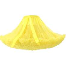 Womens 3-Layered Pleated Tulle Petticoat Tutu Puffy Party Cosplay Skirt - Màu vàng - Xem 3