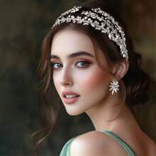 1 Peça Tiara de Noiva de Feita à Mão, Acessório de Cabelo de Festa Vintage Luxuoso e Simples