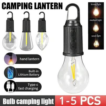 2 Bóng đèn LED hình cầu | Đèn cắm trại sạc USB cổ điển | Đèn khí quyển khẩn cấp ngoài trời cho lều