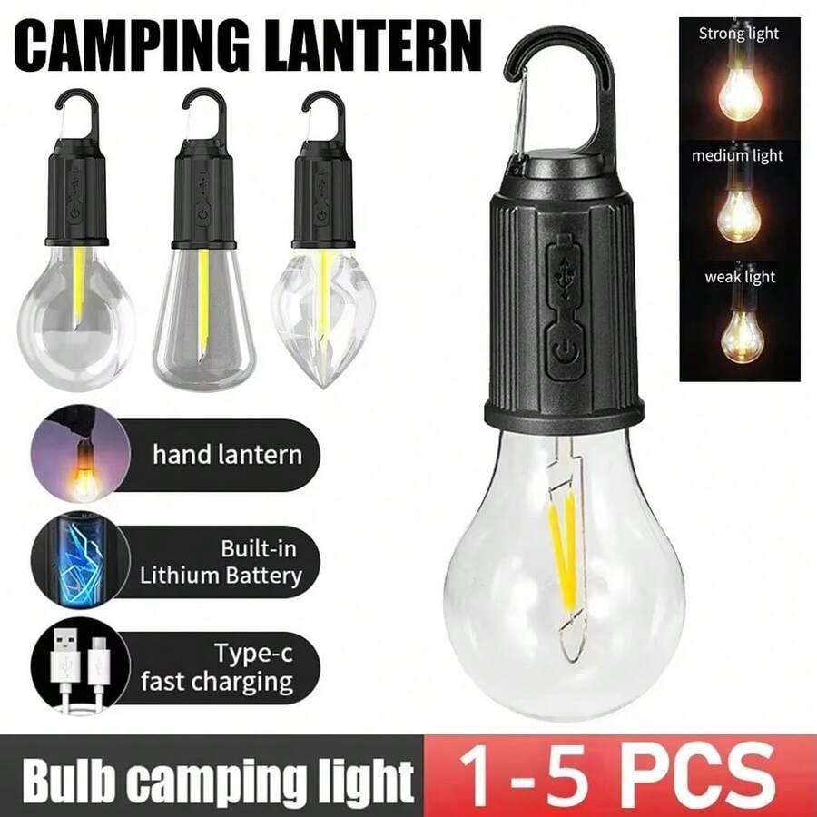 2PCS LED Filament Globe Bulb | Retro USB Rechargeable Camping Light | Tent Outdoor Emergency Atmosphere Lamp - Multicolor - View 1