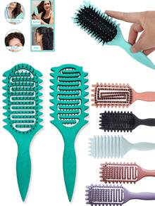 1 件卷发梳 – 专业波浪边顺发梳，打造卷发和毛躁控制，男女适用软垫设计（减少断裂，增强光泽 – 沙龙级顺滑效果）