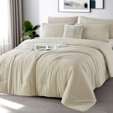 2/3 Pieces Luxury Solid Color Comfortable Breathable Comforter Set, Anti-Shrink And Anti-Fading Luxury Hotel-Grade Easy-Care Comforter Set, Machine Washable, High-Quality Bedding For All Seasons, Daily Holiday Gifts - Xám - Xem 4
