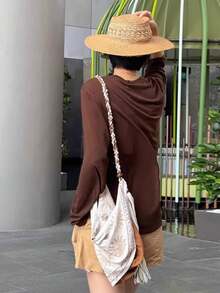 1 chiếc túi đeo vai chéo kiểu Bohemian bằng vải lanh thiết kế độc đáo, túi xách nữ dung tích lớn, nhẹ, phù hợp với trang phục Boho. - Nhiều màu - Xem 6