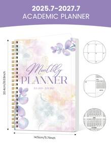 1pc 24-Month Student Monthly PLanner For Back To School, PINK 2025-2027 Modern Academic Calendar Weekly Planner With Deadlines,Oversized Grids & Notes For Students,Teens,Office School Supplies