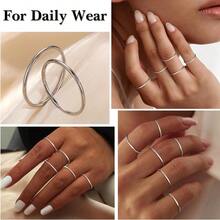 1mm Stainl Steel Stacking Rings For Women Thin  Plain Band Rings Stackable Knuckle Rings Thumb Pinky Midi Rings ComfortFit Size 3 4 5 6 7 8 9 - 7pcsSilverToneSize3-9 - View 6