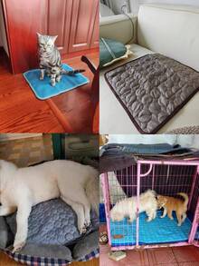 1 件宠物凉爽垫，柔软透气丝绸般方形宠物床垫，适用于猫和中小型犬，适用于沙发、汽车、户外野餐、夏季