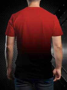 休闲时尚渐变印花短袖圆领男士T恤 - 彩色 - 查看 2