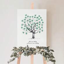 1pc Creative Fingerprint DIY Finger Painting Wedding Party Company Annual Meeting Personalized Fingerprint Sign-In Picture Sign-In Tree, Increase Fun, Decorative Painting, Living Room, Bedroom, Decorative Poster, Memorable, Canvas, No Frame Fingerprint Tree, Instant Download, Printable, Wedding, Guestbook, Anniversary, Friendship, Tree Picture, Cards, Gifttags, Home Decor - Multicolor - View 8