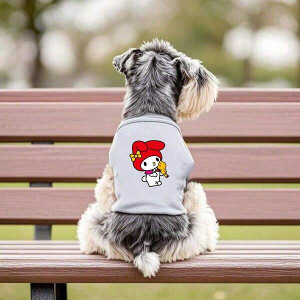 Sanrio 1pc Thin Small And Medium-Sized Dog Cat Vest Cartoon Printed Pet Vest Comfortable Transparent Sanrio Pet Clothes